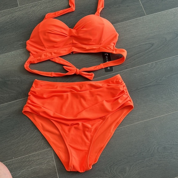 Tempt Me Women Two Piece Swimsuit Retro Halter Ruched High Waist Bikini - Picture 11 of 12